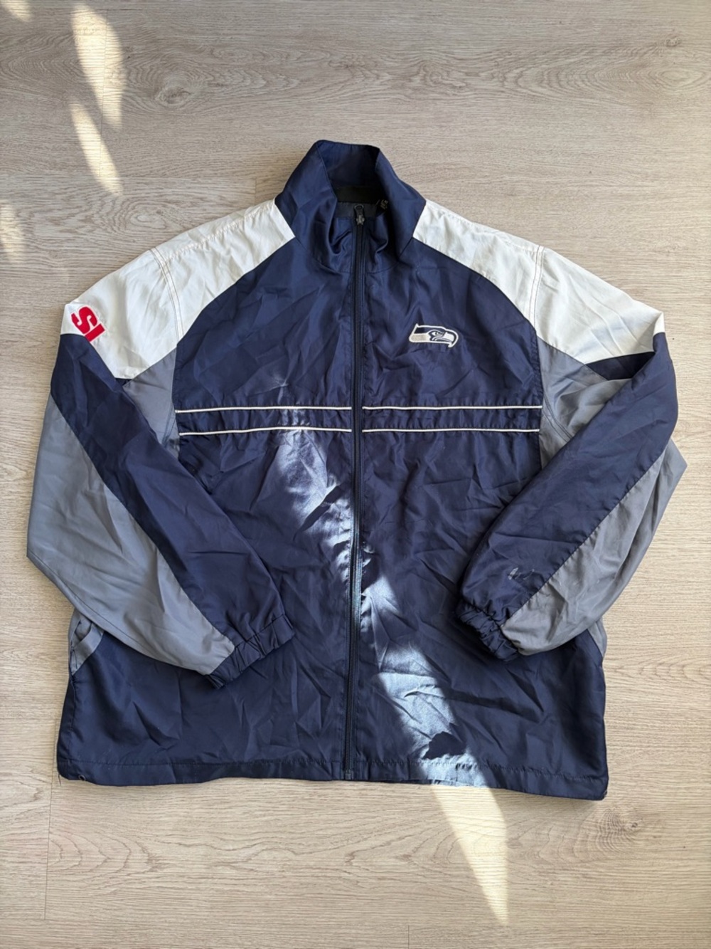 Sports illustrated Seattle Seahawks Navy, Gray & White Windbreaker Jacket